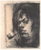 KT 2007 038
<br/>
Zelfportret met pijp
<br/>
<em>Buurman, Kees (1933 - 1997)</em>